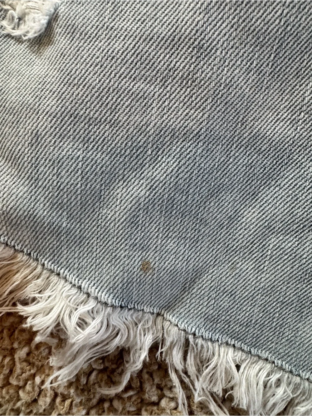 TNW Distressed Denim Mini Skirt Size 42 Acid Wash Frayed Hem